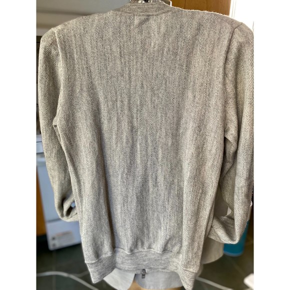J. Lindeberg Light Grey 100% Wool Herringbone Stripe Full Zip Sweater Size EU S - Picture 7 of 10